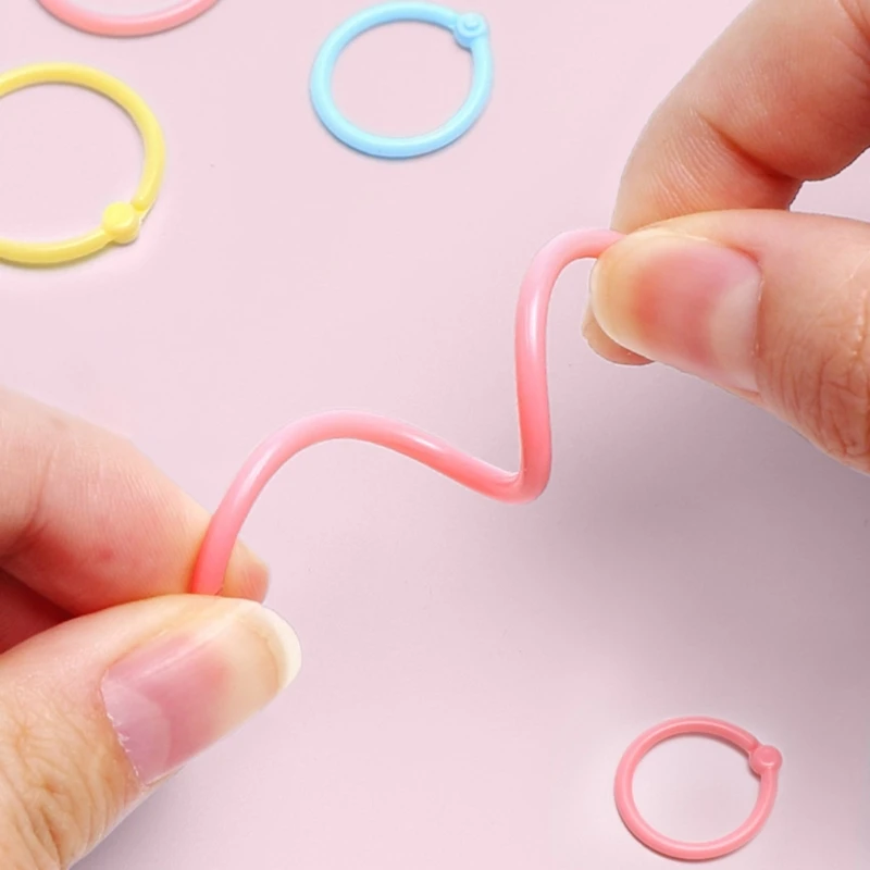 10/ 15 / 30 Pcs Loose Leaf Rings Multi-Color Binder Rings Flexible Plastic Book Rings For Scrapbook Notebook Keychain