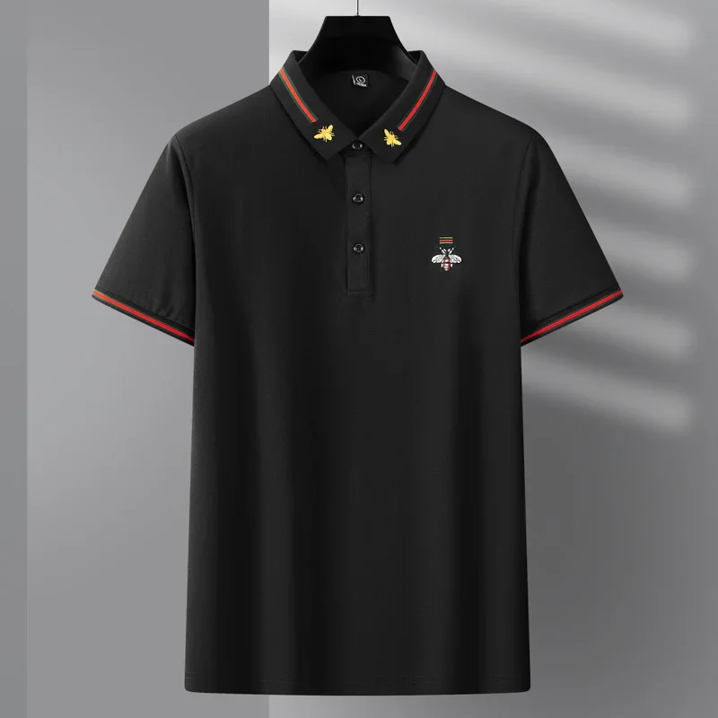 Luxury custom men's short sleeved senior designer Little Bee exquisite embroidery POLO shirt brand cotton breathable T-shirt top image 5