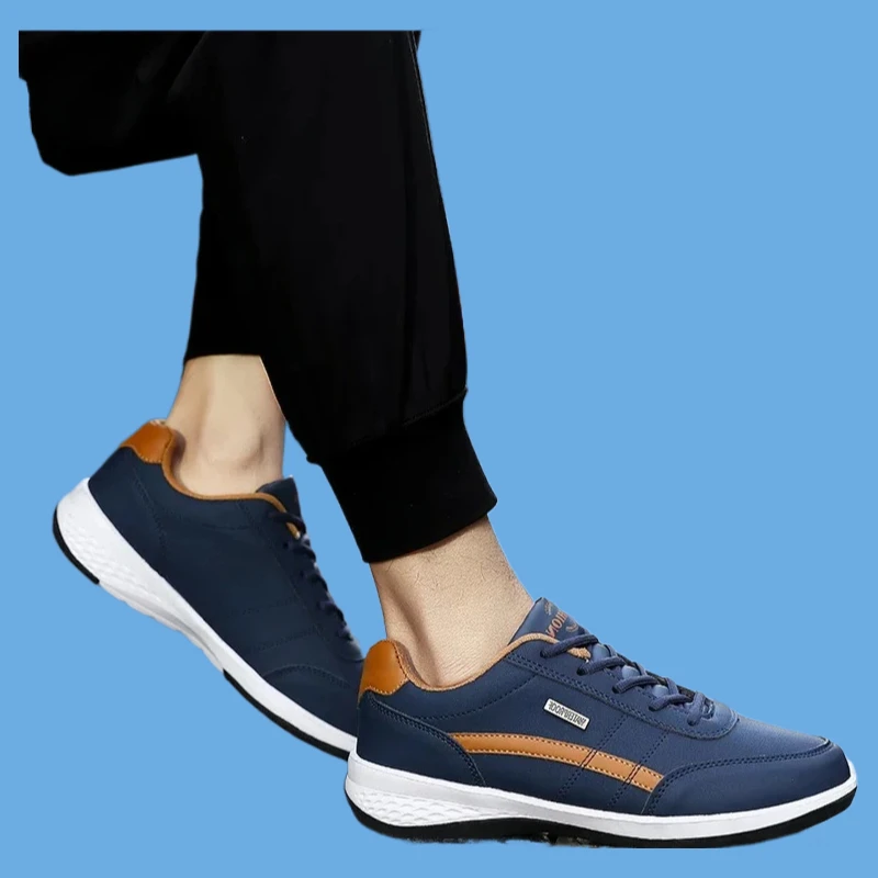 

2025 кожаная уличная мужская прогулочная обувь, четыре сезона, мужские кроссовки с мягкой подошвой, спортивная повседневная обувь