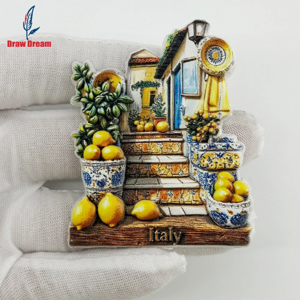 1Pc Italian Amalfi Coast Creative 3D Refrigerator Magnet World Travel Souvenir Collection Suitable for Home and Office Decoration, Personalized Exclusive Travel Souvenir Magnetic Refrigerator Magnet, Home Decoration, Kitchen, Room, Office, Cabinet Crafts, Gifts, Holiday Souvenirs, Exquisite Small Gifts