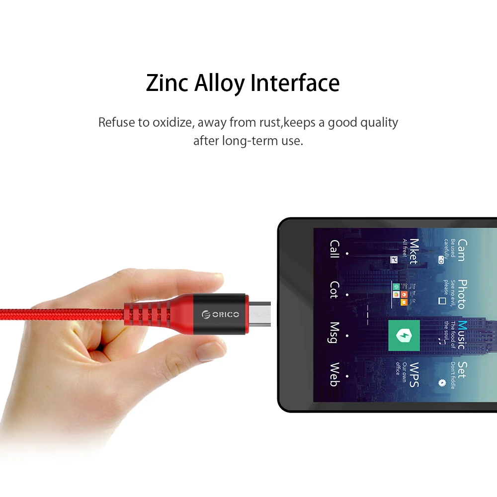 ORICO 마이크로 USB 케이블, 안드로이드 충전기, 고속 충전 코드, USB 데이터 케이블, 삼성에 적합한 갤럭시 S6,J7 엣지 노트 5, 킨들용