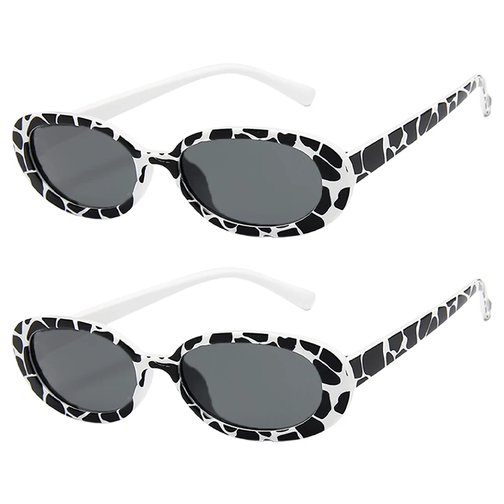 

2PCS Lightweight Print Sunglasses Women Trendy Decorative Party Eyewear Unique Fashionable Sun Glasses For Cosplay And Halloween