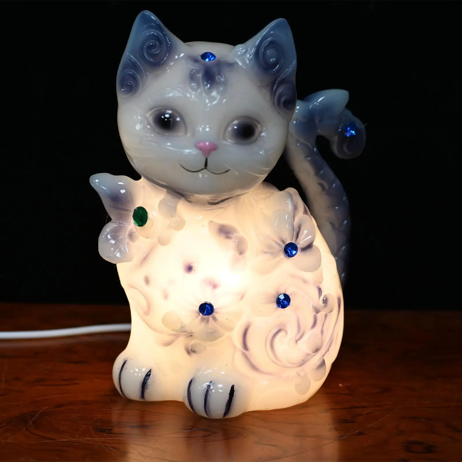 Cute Lamp LED Blue White Resin Lighting Decorative Animal Desk Light for Bedroom Living Room Bedsides Dorm Office Hallway