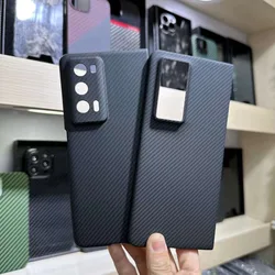 Case for Huawei Honor Magic V2 Real Carbon Fiber Aramid Anti-explosion Fold Cell Mobile Phone Protective Cover Protection Shell
