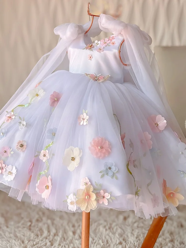 Custom Light Luxury Dress Women Wedding Guest Gown Girls Wedding Gown Birthday Party Pageant Runway Off Shoulder 3D Floral Tulle