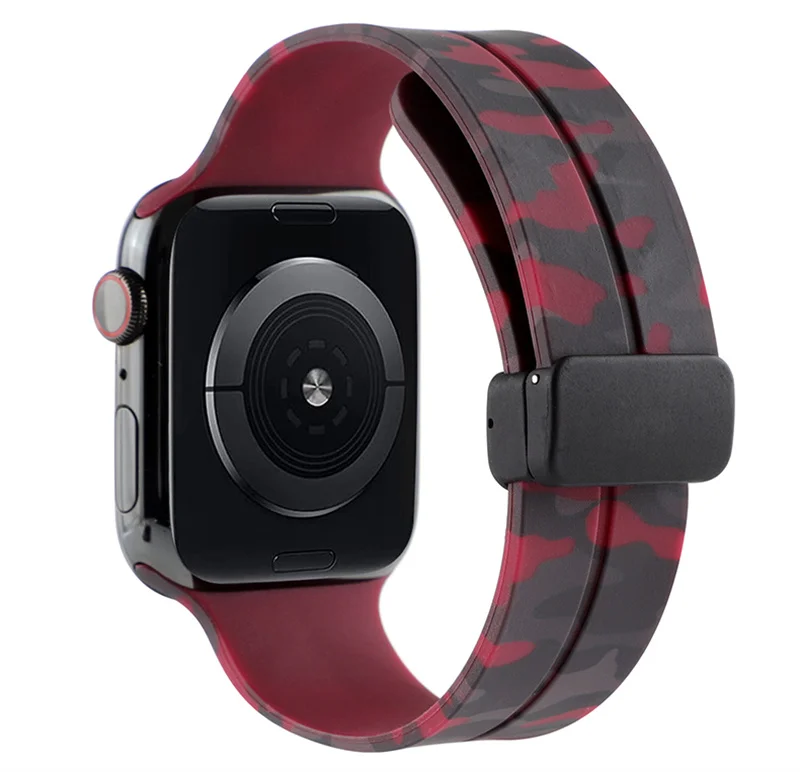 Magnetic Buckle Camouflage Strap For Apple Watch Ultra 2 49mm 46mm 38 45mm 41mm Silicone Band for IWatch 10 9 8 7 6 40/44mm 42mm