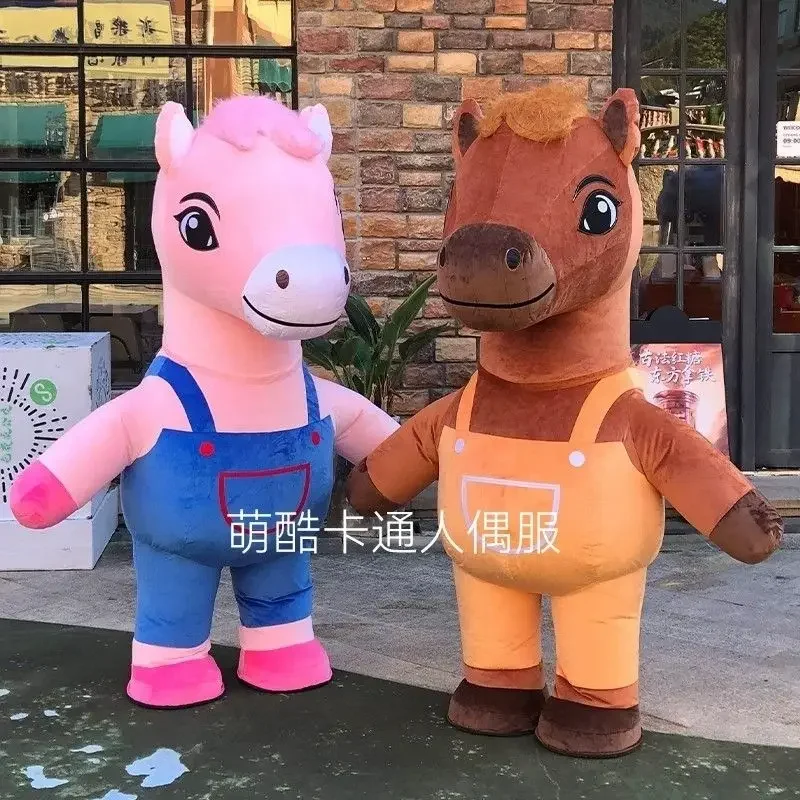 

Giant Inflatable Colorful Horse Mascot Costume Adults Cartoon New Year Cloth Halloween Carnival Animal Cosplay Party No Battery