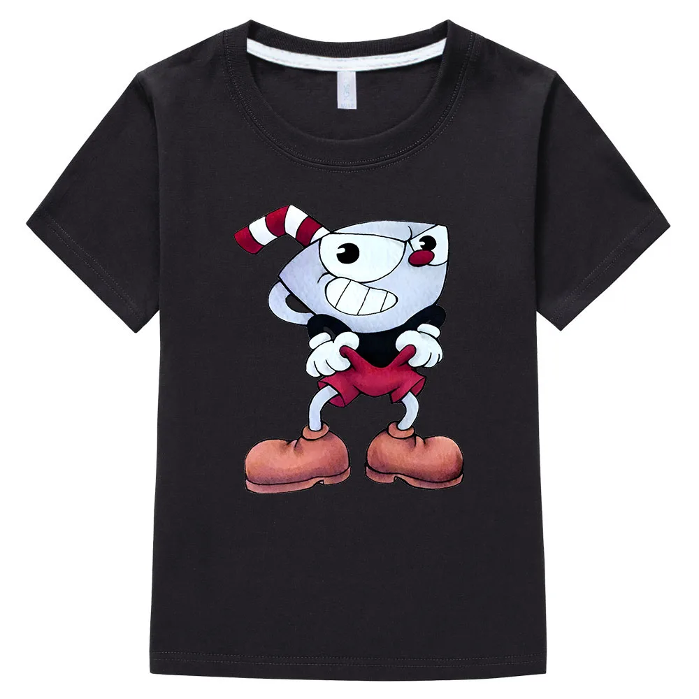 Kids Cuphead T Shirt Cuphead Dab T-Shirt Cute Toddler Tee Shirt Children Short-Sleeve 100% Cotton Tshirt for Girls and Boys Tops