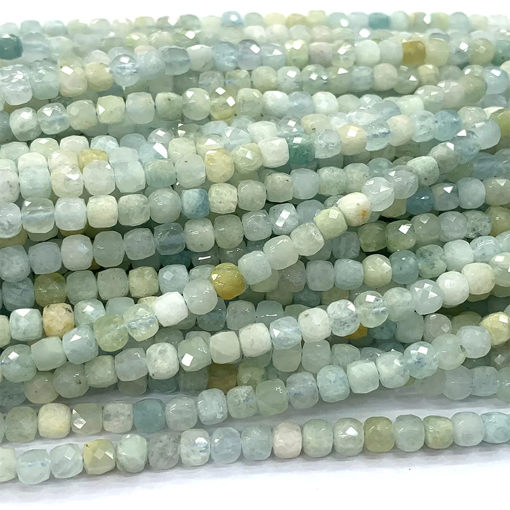 Veemake Natural Aquamarine Faceted Irregular Cube Small Beads For Jewelry Making DIY Necklace Bracelets Earrings Gemstones 07371