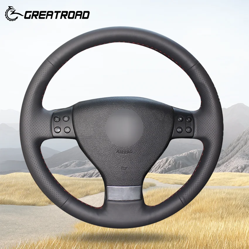 

GREATROAD черный чехол на руль автомобиля из натуральной кожи для Volkswagen Passat B6 Golf 5 Mk5 VW Jetta 5 Mk5 Tiguan 2007-2011