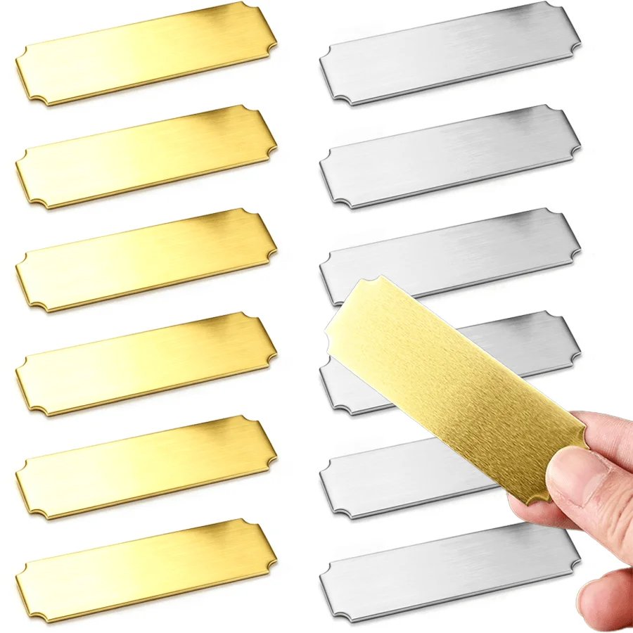 10/20pcs Blank Metal Name Plates Rectangular Curved Edge Tag Blanks Durable Smooth Surface Metal Label Sheets for DIY Crafts XJM