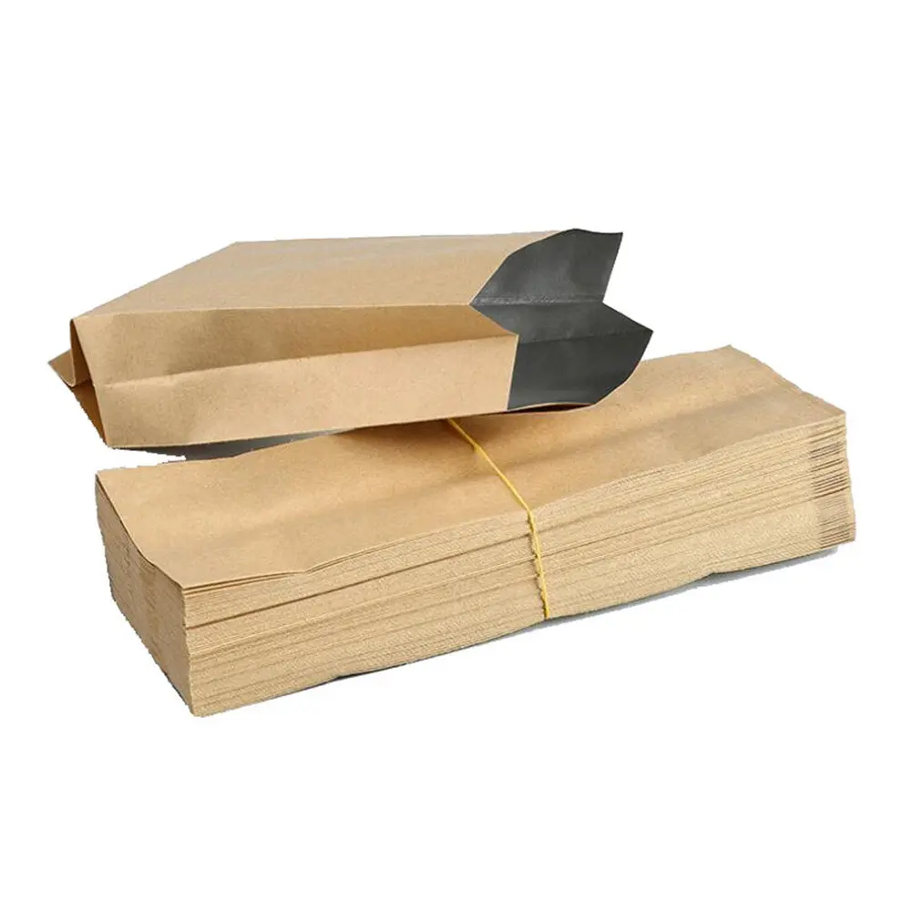 100Pcs Sealing Pouches for Tea and Paper with Foil Lining Air Tight Moisture Resistant Blank Panel for Custom