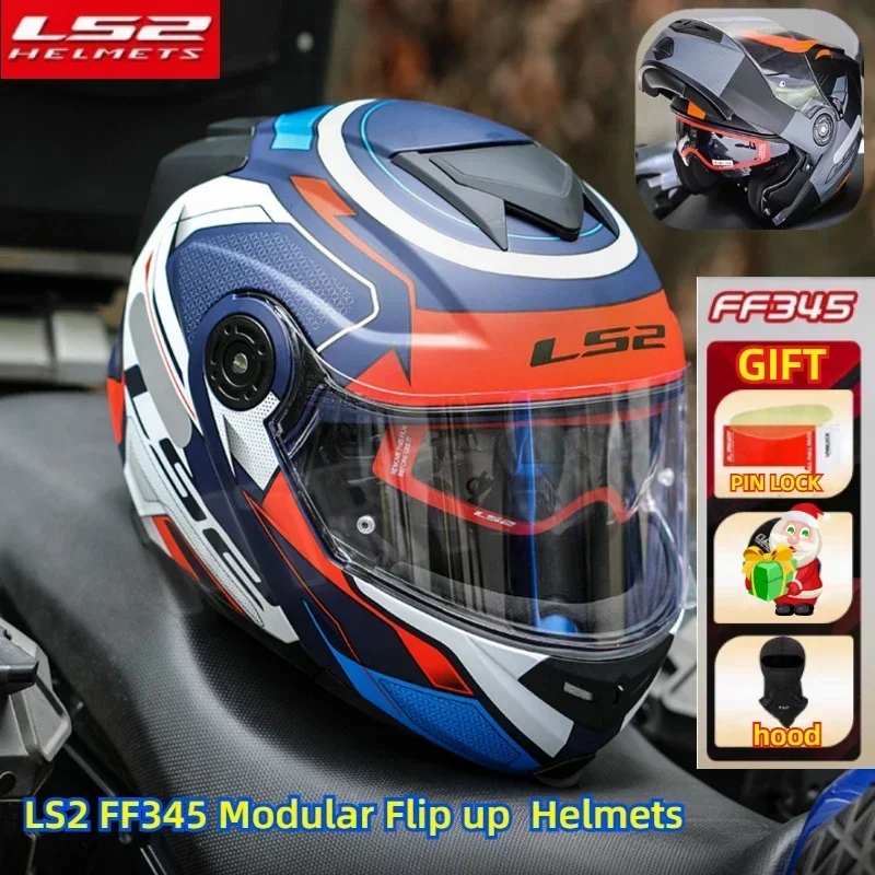 LS2 FF345 Flip Up Motorcycle Helmet Personalised Dual Lens Capacete LS2 Modular Helmets Motorbike Racing Helmet Cascos Para Moto