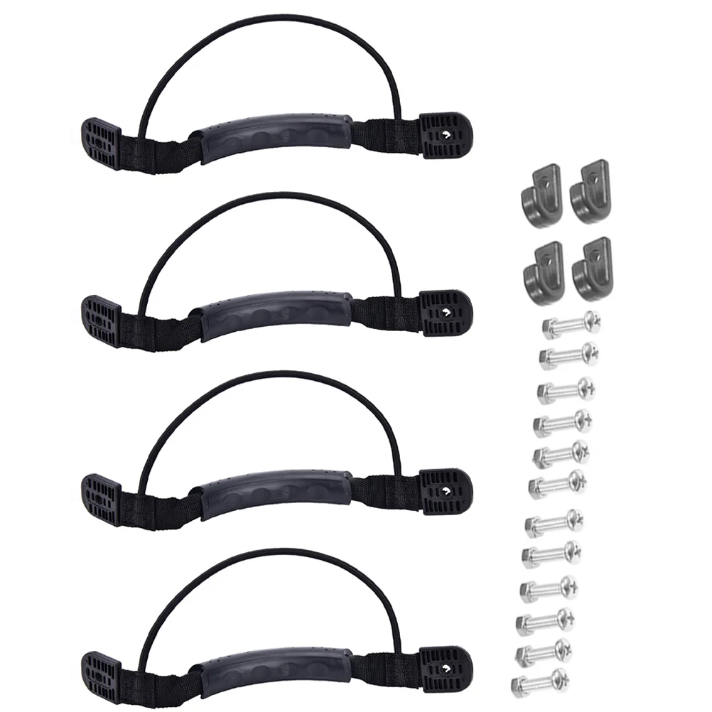 

4 set Kayak Replacement Boat Side Handle Canoe Dinghy Handle With Elastic Rope Durable Alloy Pp Pvc Material Boat Accessory For