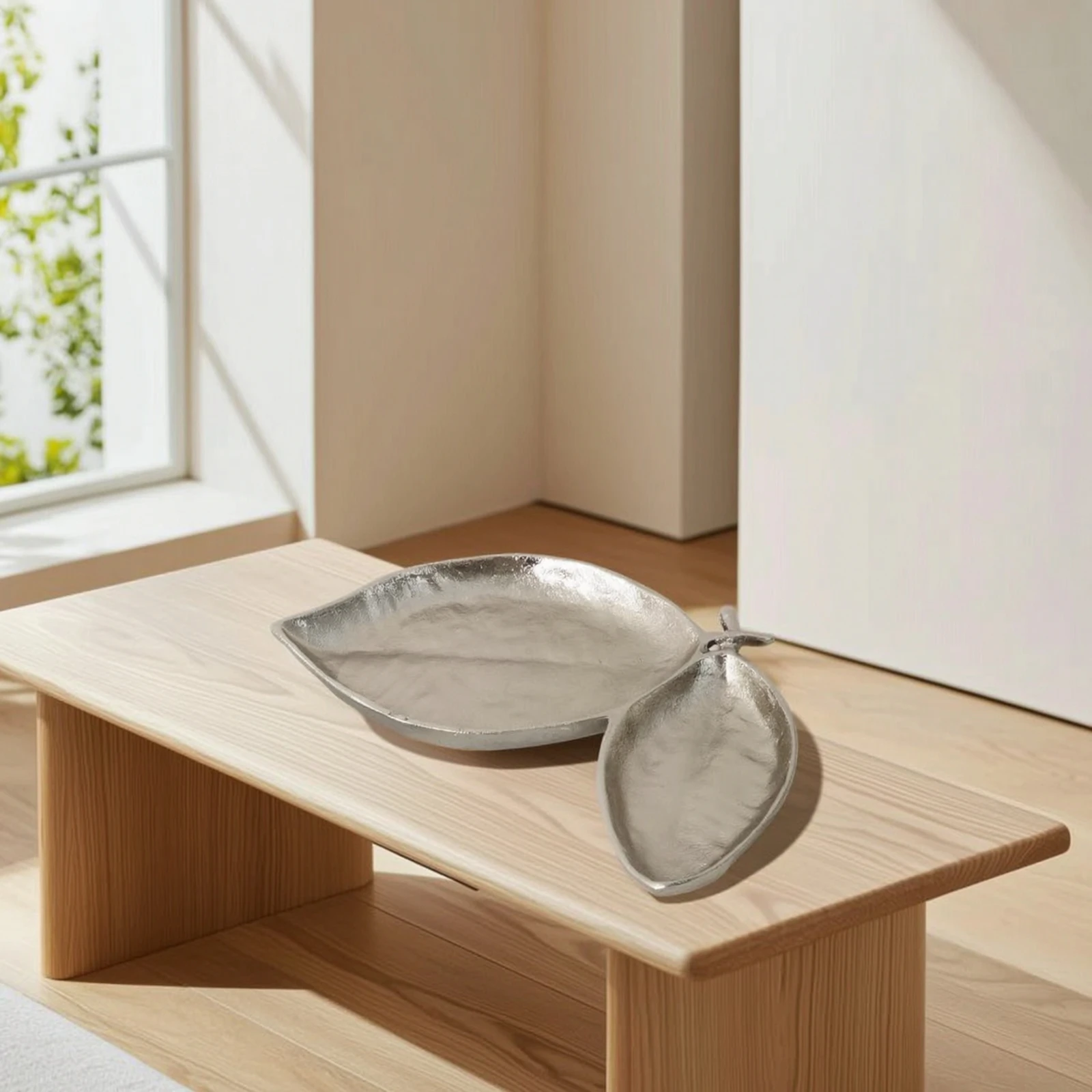 Decorative Tray with Leaf Design Low-Height Leaf Design Tray Elegant Stylish for Coffee Table, Entryway Console