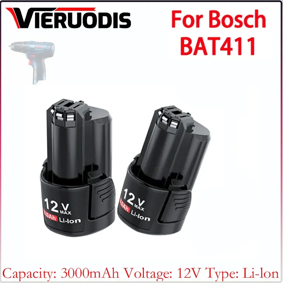 

For Bosch 12V 3000mAh Lithium-ion Rechargeable Battery Suitable for Power Tool Models BAT411 D-70745 BAT412A BAT413A BAT414 etc