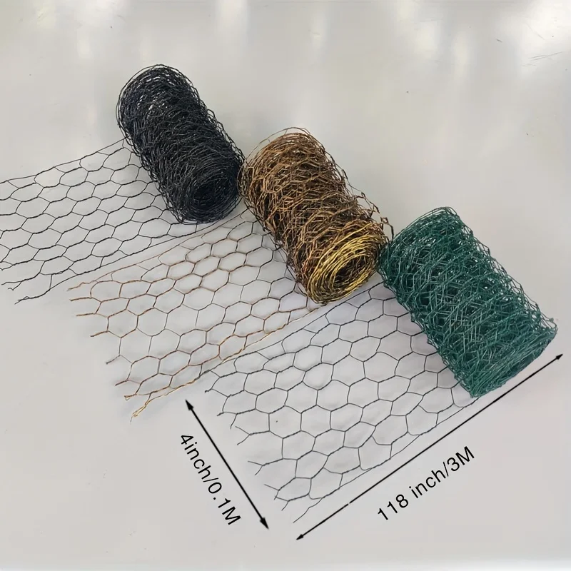 لفة شبكية سلكية للدجاج سداسية خفيفة الوزن، شبكة حرفية معدنية مقاومة للماء لأحجار كريمة صناعية لزراعة الزهور #2