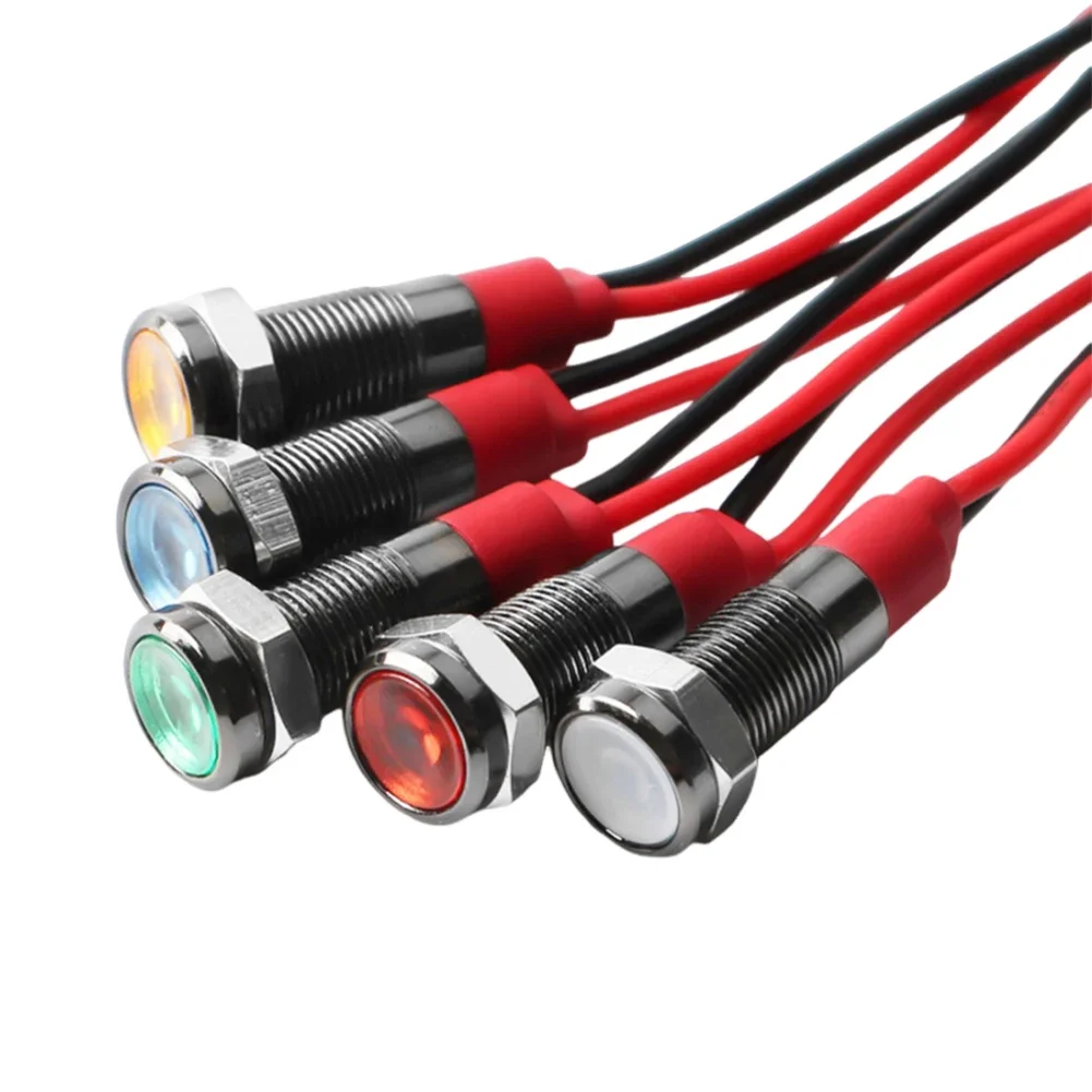 5Pcs 12V-24V LED Indicator Light Plastic Black Signal Dot Lamp 6mm Cutout(1/4