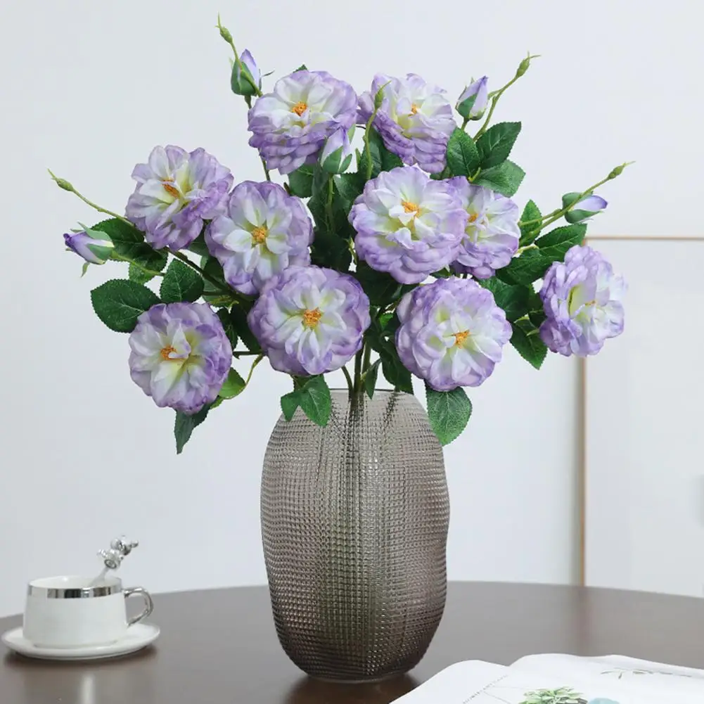 

Artificial Rose with Leaf Bouquet 3 Head Realistic Fake Flower for Wedding Decor Party Supplies Bridal Bouquet Vase Ornament