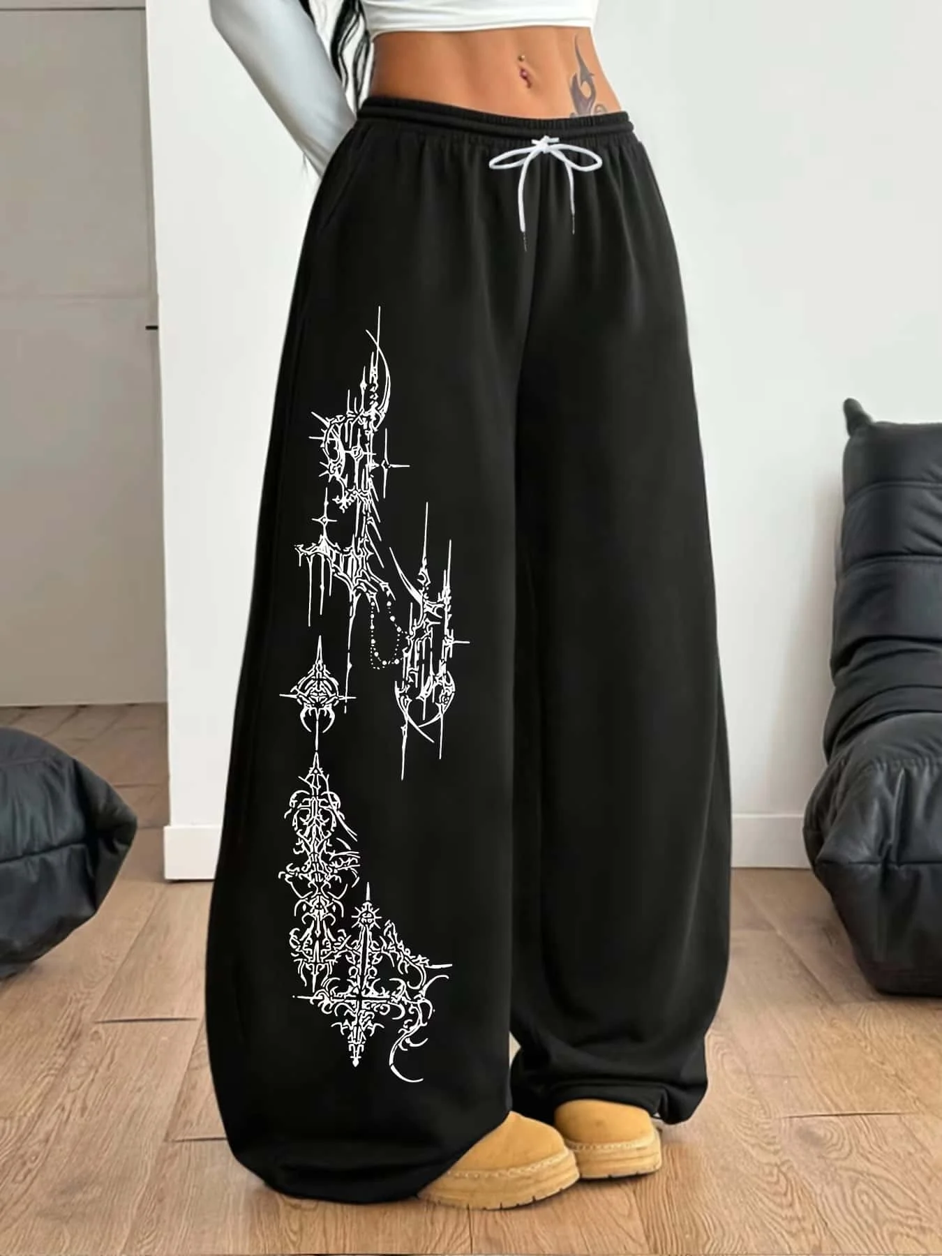 Herren- und Damen-Street-Style-Freizeithosen mit Punk-Mustern, Herbst-Neuheit, lockere Streetwear in Übergröße – Detail 2