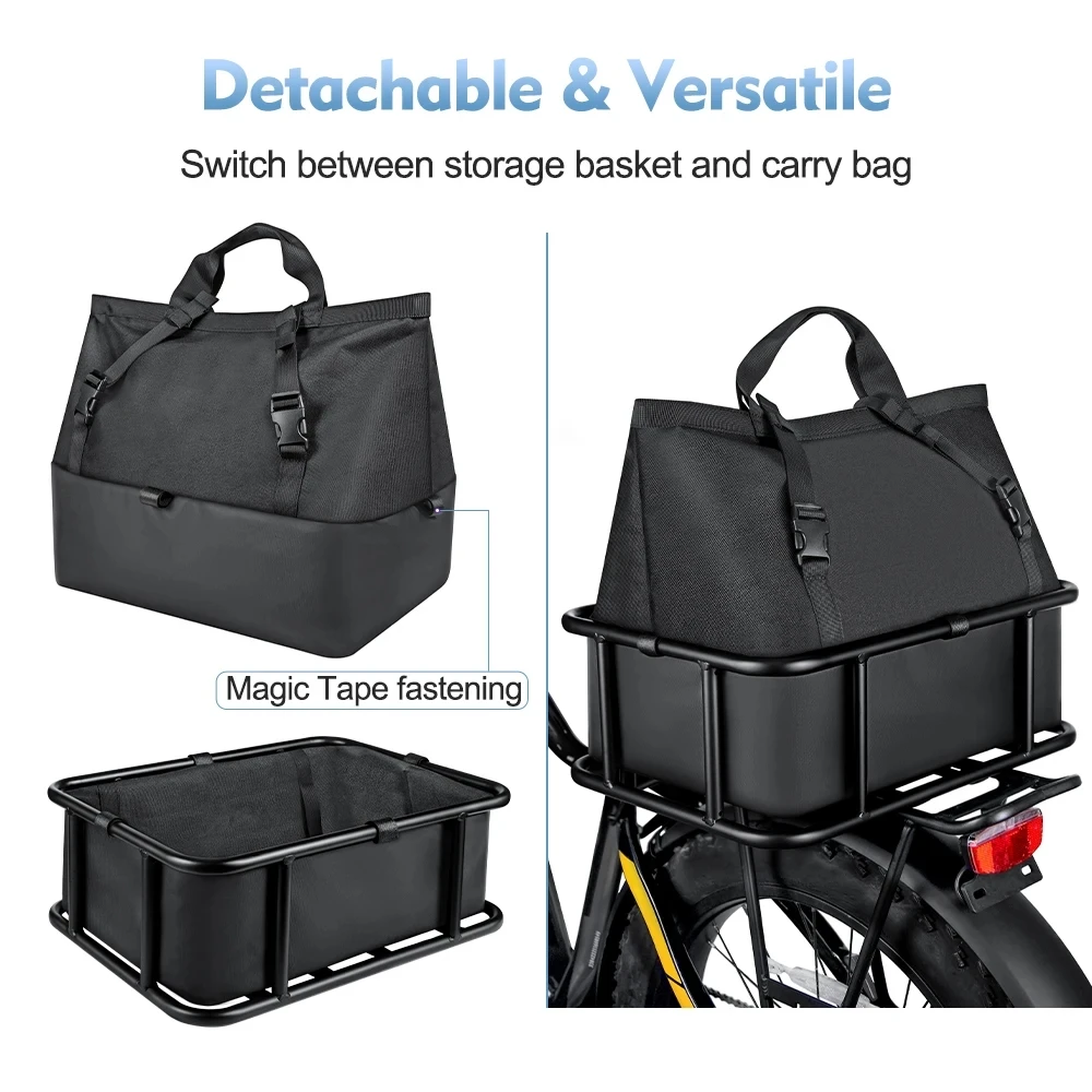 NEWBOLER E-Bike Gepäckträgertasche aus Eisen, Große Kapazität Fahrradkorb für Outdoor-Reisen, Einkaufen, MTB und Rennräder – Detail 5