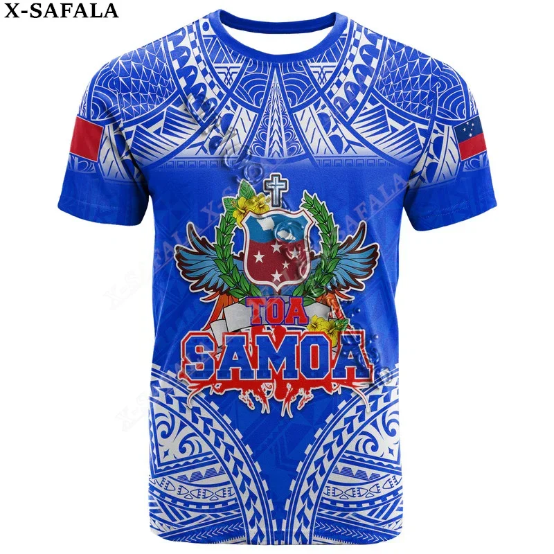 Samoa Polynesian Lauhala Rugby  3D Print Mesh Fiber T-Shirt Tops Summer Tees Men Streetwear Shorts Sleeve Sport Casual Shirt-1