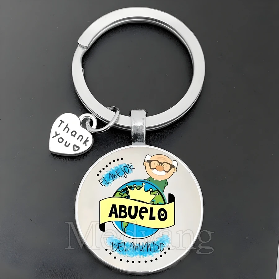 Best Grandfather & Grandmother In The World Keychain French Thanks Grandparents For Glass Dome keychain Gift for Abuelo & Abuela