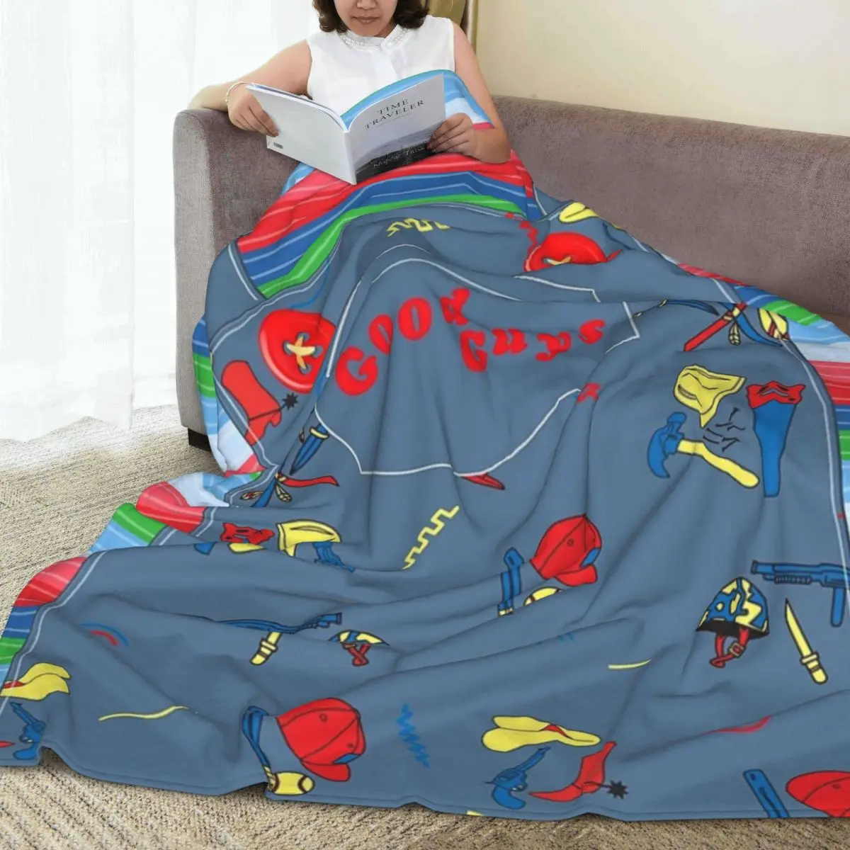 

Good Guys Child's Play Chucky - Killer Doll Overalls Blanket Fleece Sofa Multi-function Throw Blankets for Home Bedroom Quilt