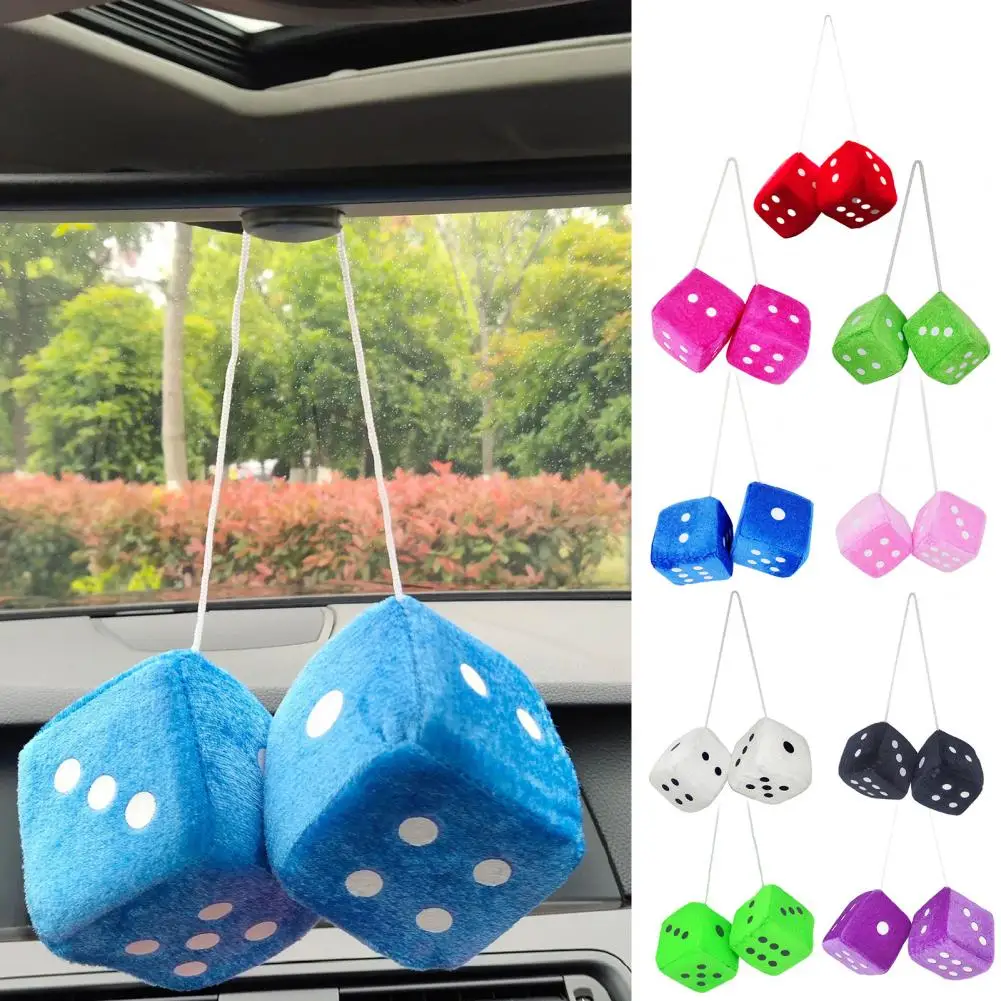 

1 Pair Dice Plush Pendant Sponge Filling Colorful Dot Dice Plushies Ornament Fluffy Stuffed Dice Anti-stress Plush Toy Car Decor