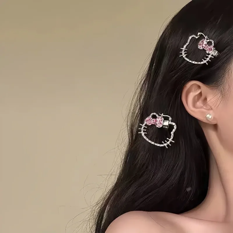 

Hello Kitty Hairpin Anime Action Figure Accessor Cartoon Alloyed Anime Merchandise Decoration Cute Children Birthday Goods Gifts