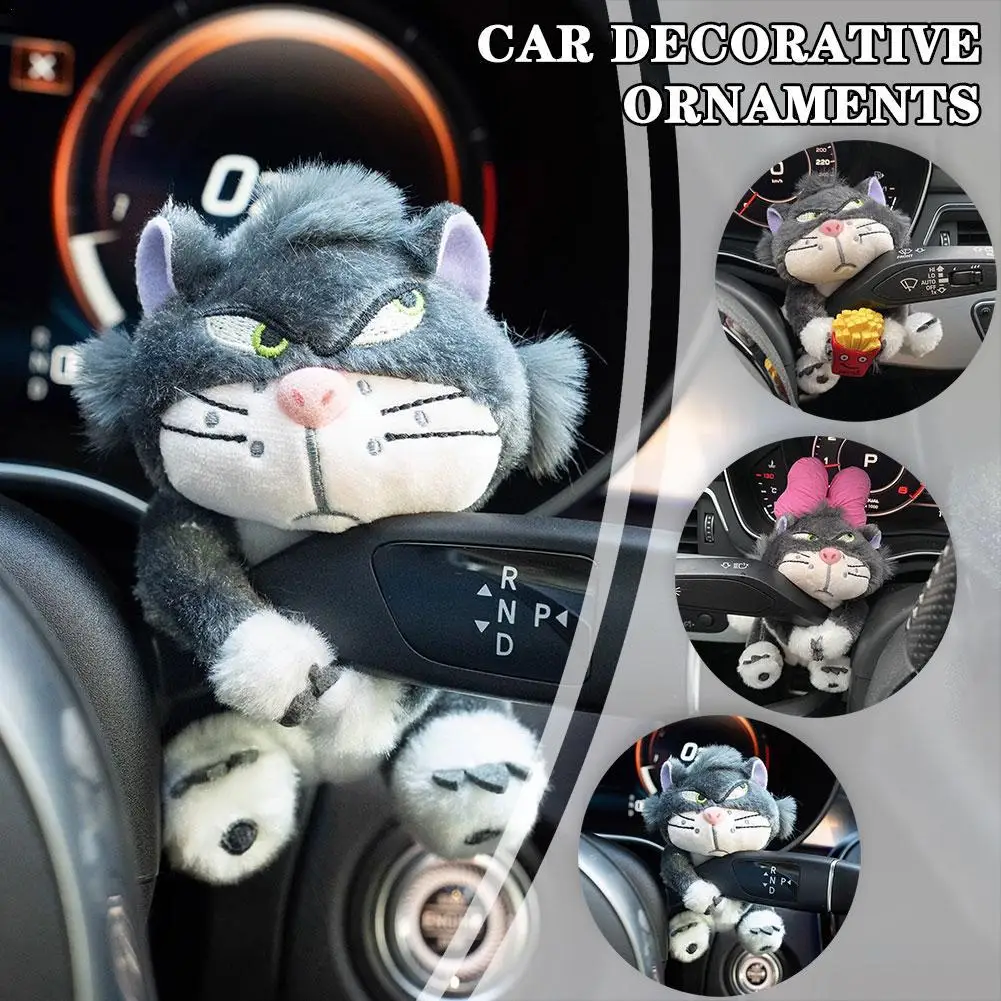 Car Decoration Cat Cute Cartoon Lucifer Cat  Car Decoration Wiper Turn Signal Plush Doll Car Interior Accessories