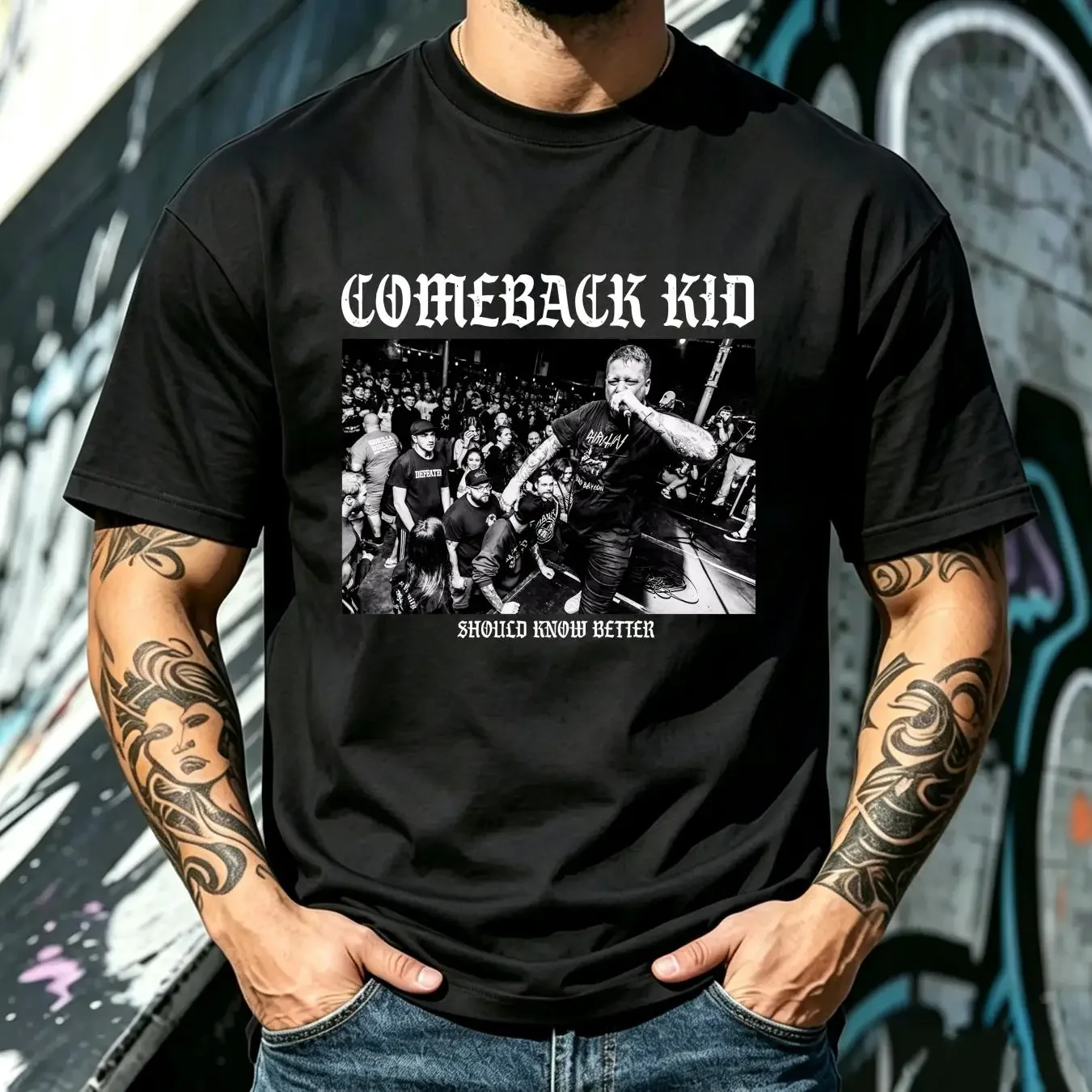 washed T Shirt Comeback KID BAND SHOULD KNOW BETTER unisex TE6829 long or short sleeves vintage Washed graphic streetwear