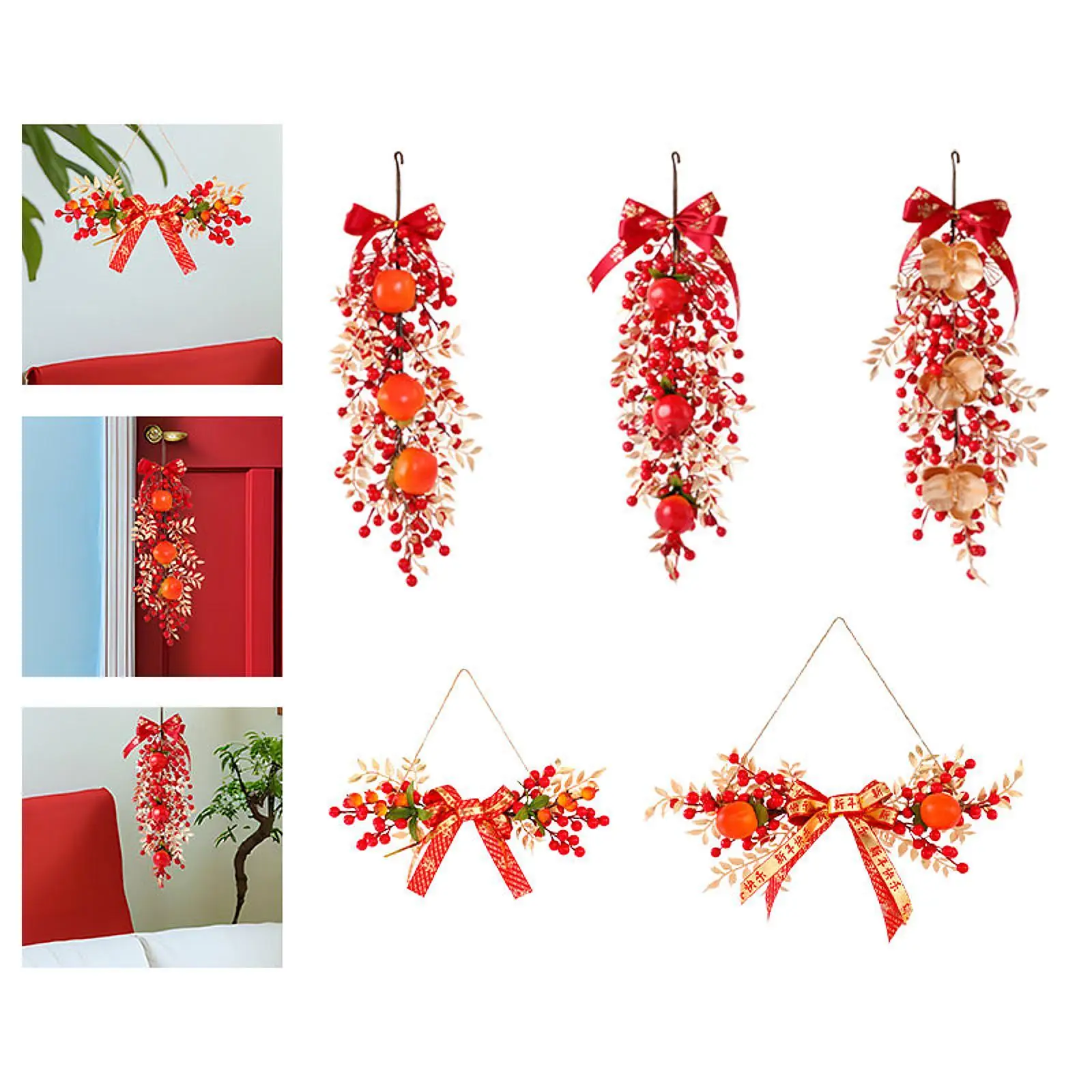 Traditional Chinese Red Berries Pendant Stairway for Bedroom Restaurant Home