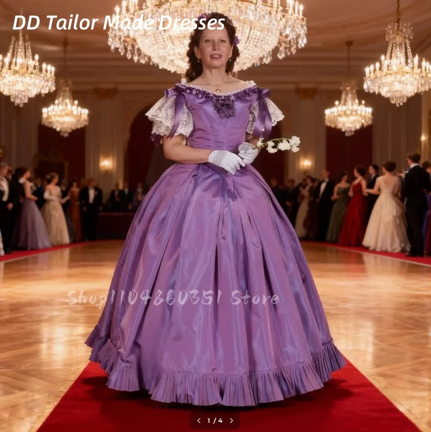

Vintage Victorian Prom Dress Lavender Civil War Southern Belle Ball Gown Floor Length Pleats Princess Evening Gown Customized