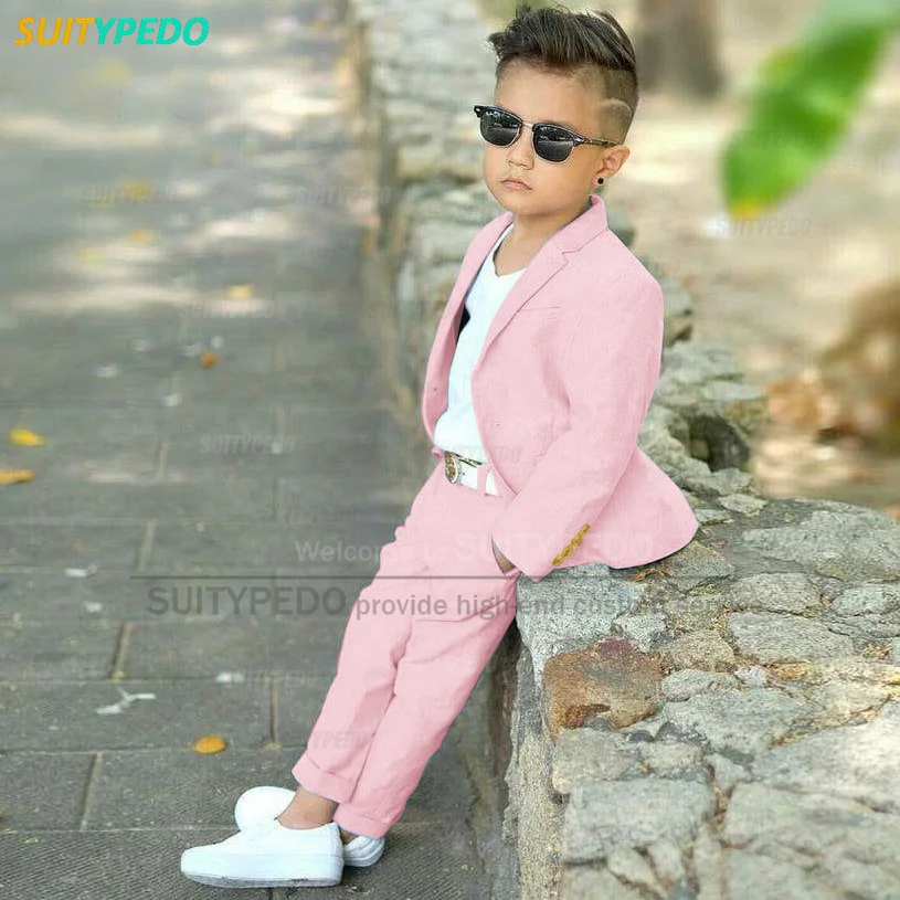 Fashion Kid Boys Suit Set Graduation Ceremony Formal Blazer Pants 2 Pieces Evening Party Tailor-made Children Slim Fit Outfits