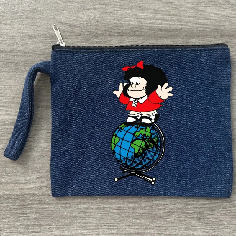 

Mafalda Холщовая джинсовая косметичка, карманная сумка для мытья помады для свадьбы, дорожные сумки для помады, органайзер для хранения