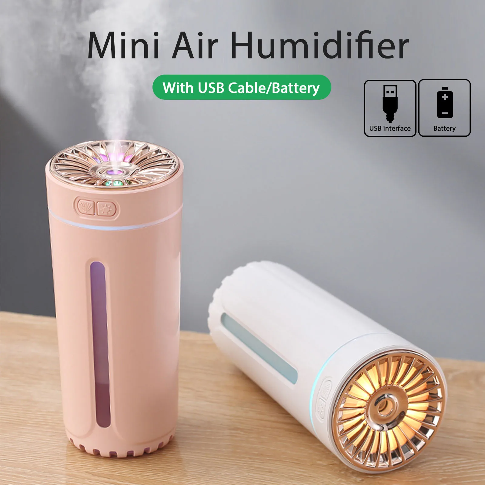 New 300ml Air Humidifier Vehicle-mounted Humidifier Aroma Diffuser Battery Or USB Aromatherapy Purifier 7 Colors Light For Home