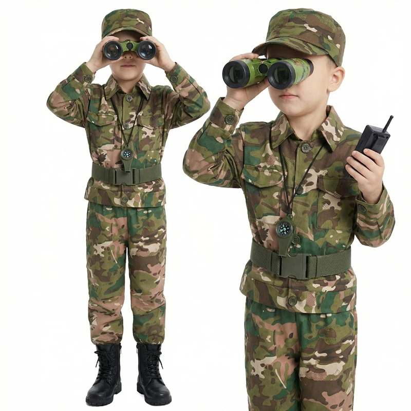 CamSolomon-Uniformes Militaires Mignons pour Soldats de 3 à 12 Ans, viser en Y, Uniformes Scolaires avec Jouets