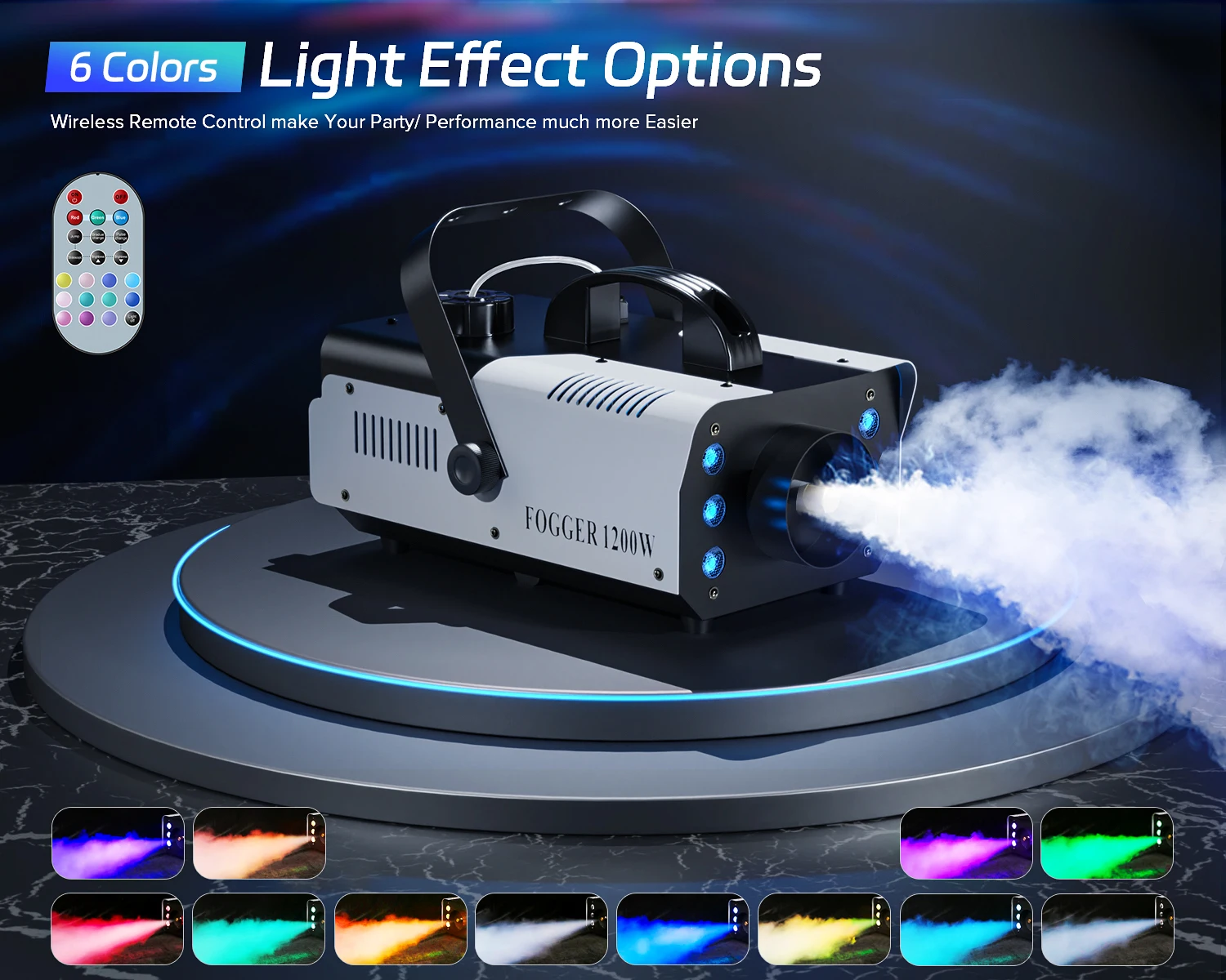 RGB Stage Effect Rookmachine Kleurrijke LED-verlichting Afstandsbediening Fogger Ejector Disco Fog Machine voor Concert DJ Party Kerstmis