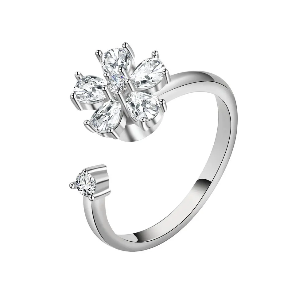 Sonnenblumen rotierender Angstring für Frauen Spinner Fidgets verstellbare offene Ringe niedliche Tier Schmetterling Schildkröte Bague Anti Stress
