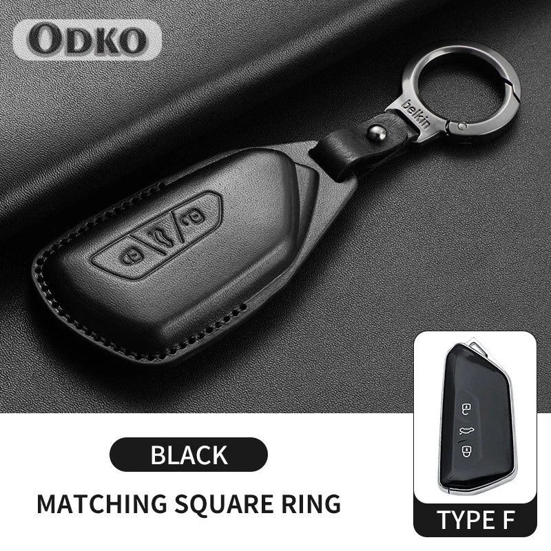Leather Car Key Case Cover Shell for VW Volkswagen Polo Golf Passat Beetle Tiguan Skoda Octavia Kodiaq Seat Leon Altea Keyless