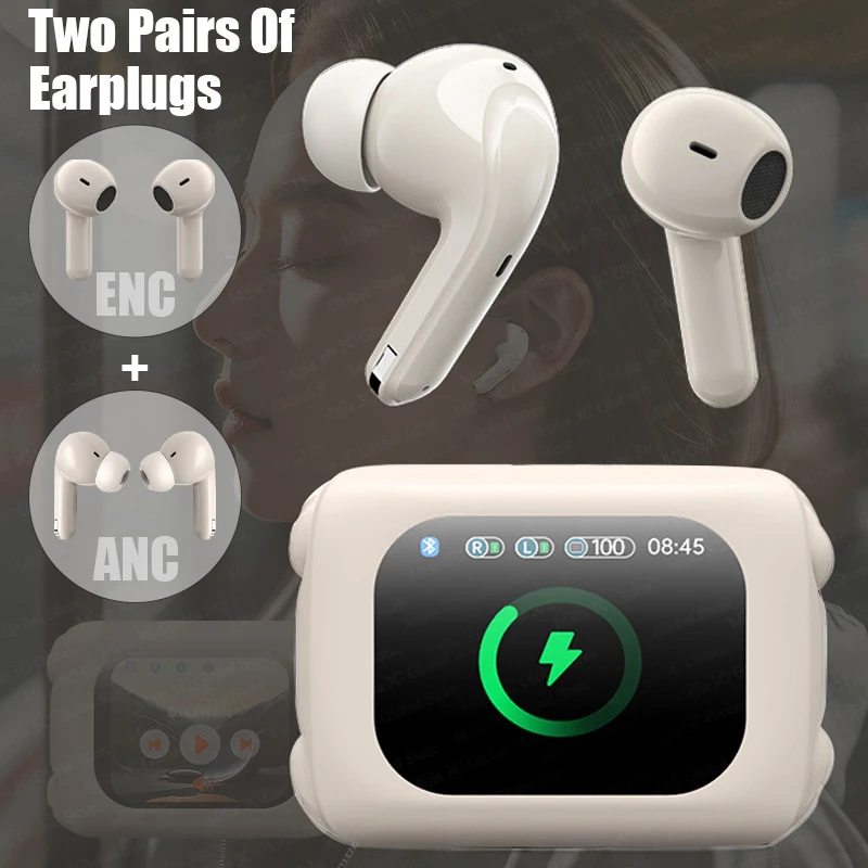 ANC Bluetooth5.4 Headset H12 Pro In Ear Earbuds ENC Wireless Sports Earphone TWS Gaming Headphones With Two Pairs Earplugs