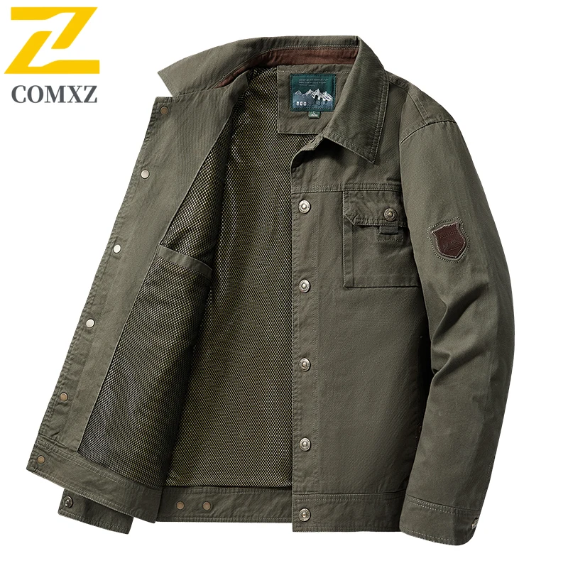 

205, осенняя мужская рабочая одежда, куртка в стиле ретро, мужская уличная свободная и дышащая куртка с лацканами, рабочая одежда с несколькими карманами, верхняя мужская одежда