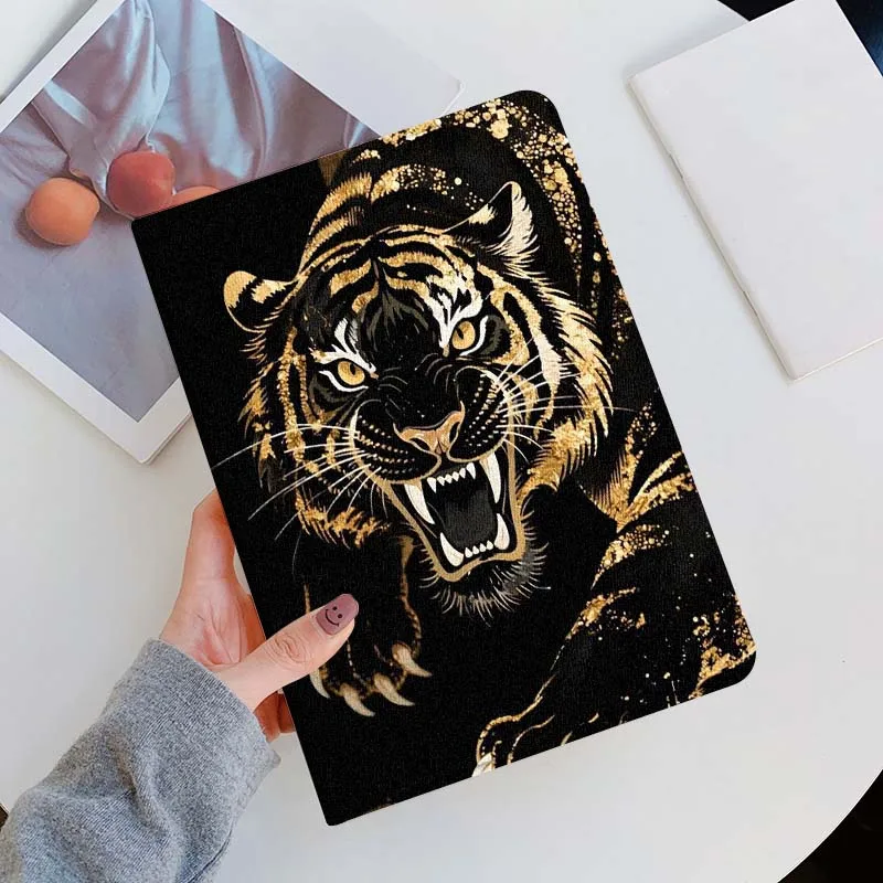 Fierce Tiger Flame Burst For iPad Pro Mini Air 1 2 3 4 5 6 7 10 11 th 8 9 gen 11 M4 M5 Foldable Tablet Case Cover
