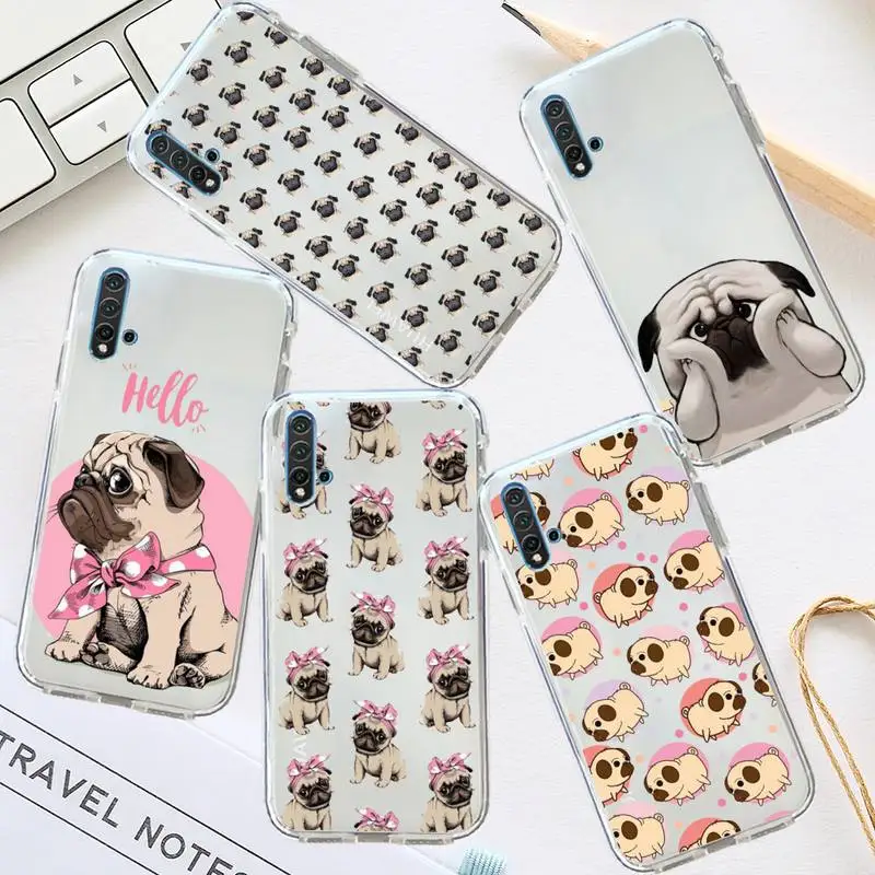 Pink Pug Dog cute Phone Case Transparent for Huawei honor P mate Y 30 40 20 50 8 70 10 9 a i x c pro lite prime smart