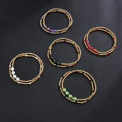 Fashion Jewelry Waterproof Durable Smooth Ball 3mm Cutting Surface Colored Crystal Fine Handmade Beading Elasticity Bracelets