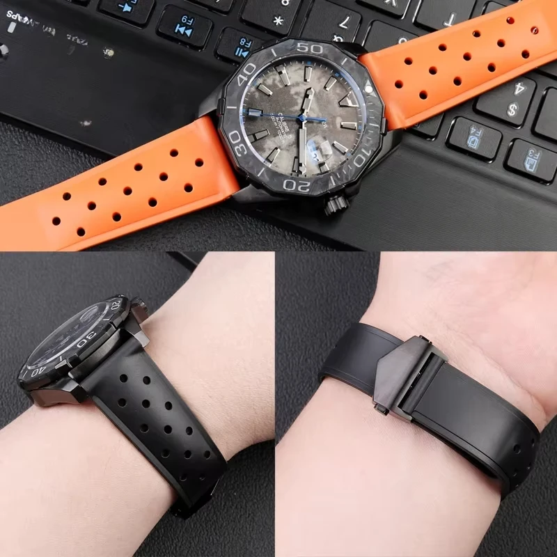 For TAG Heuer F1 Calila Outdoor Safety Waterproof Mountaineering Diving Series Folding Buckle Silicone 22mm Watch Strap