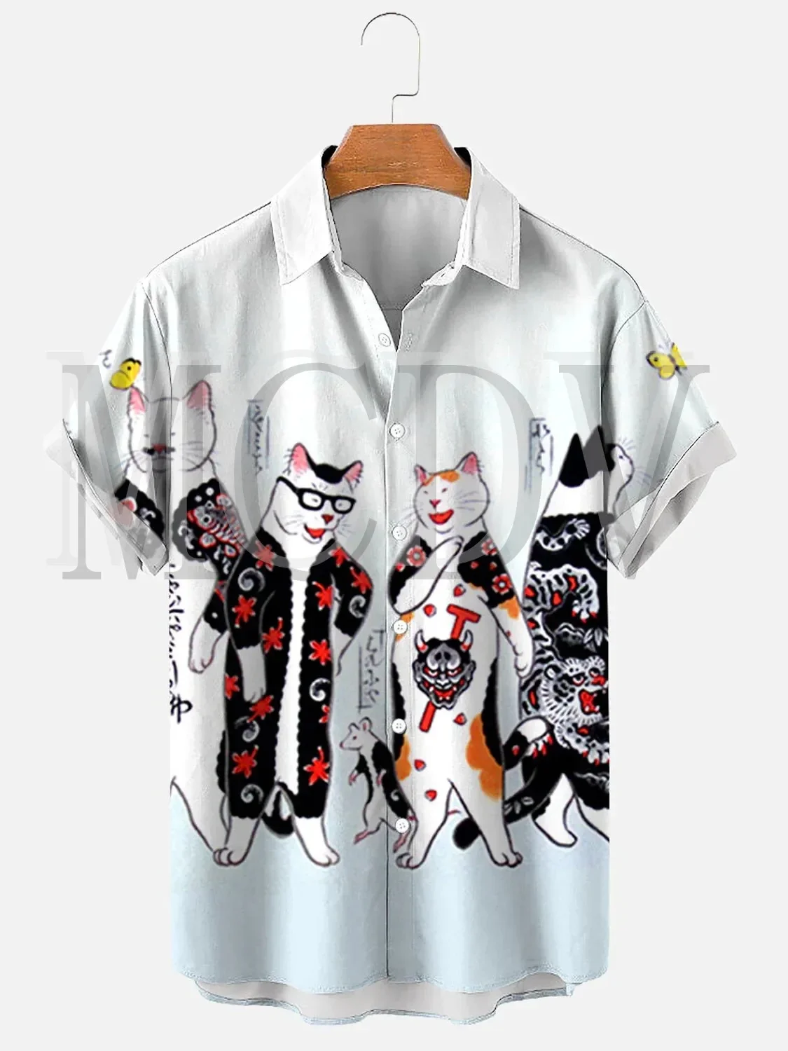 Men's Vintage Hawaiian Shirts Chinoiserie Oriental Art Pattern Japanese Wrinkle Free Tops Women for Men shirts