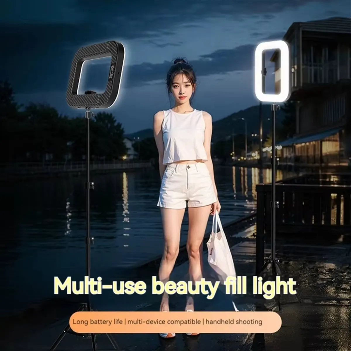 RGB Ring Lighting Photography Rechargeable Selfie Light, Portable Phone Live Video, Makeup Studio Rabit Cage Fill Light