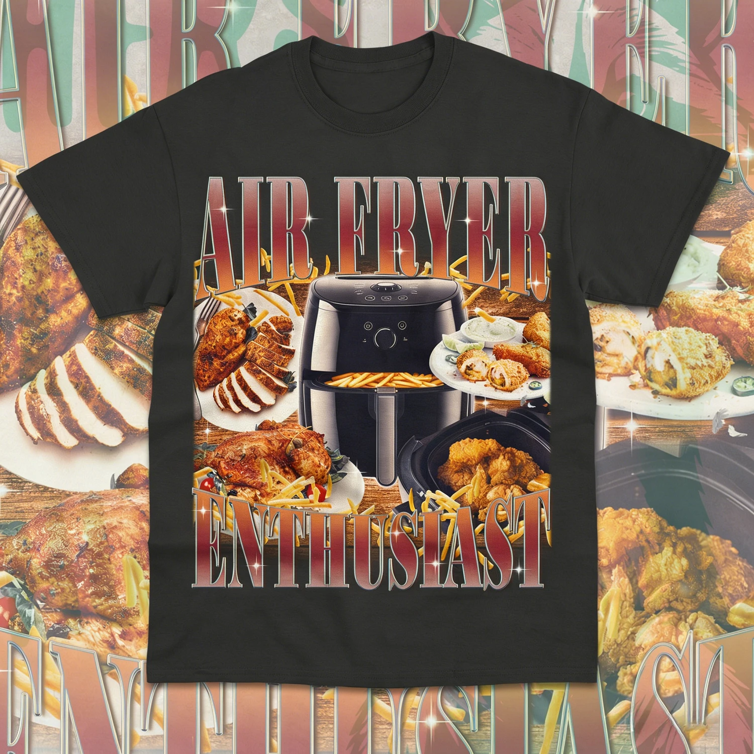 Air Fryer Enthusiast Print Short Sleeves Cotton T-Shirt Funny Meme Cooking Lover Gift Men Women Y2K Harajuku Casual Tee Tops